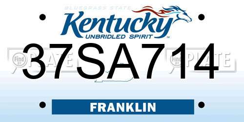 37SA714 Kentucky License Plate