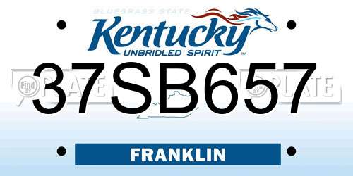 37SB657 Kentucky License Plate