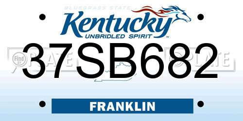 37SB682 Kentucky License Plate