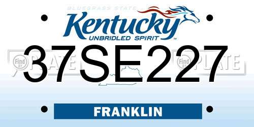 37SE227 Kentucky License Plate