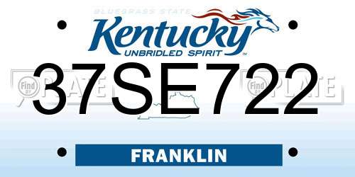37SE722 Kentucky License Plate