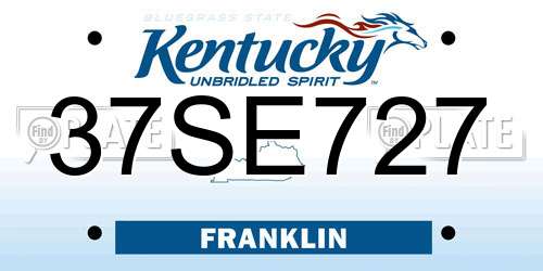 37SE727 Kentucky License Plate