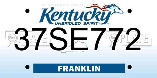 37SE772 Kentucky License Plate