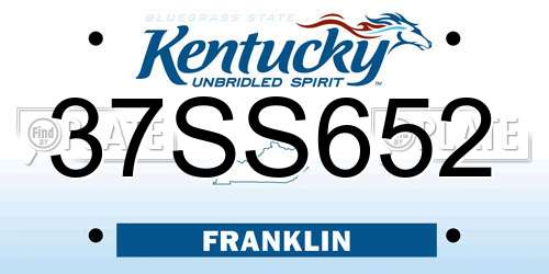 37SS652 Kentucky License Plate