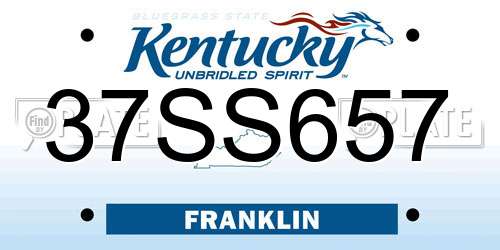 37SS657 Kentucky License Plate
