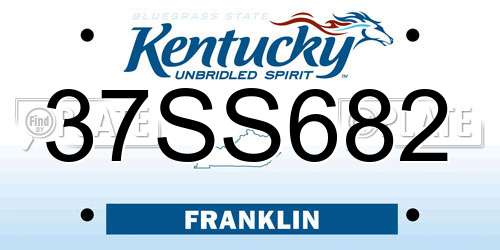 37SS682 Kentucky License Plate