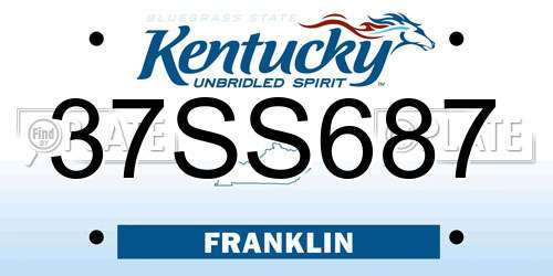 37SS687 Kentucky License Plate