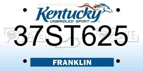 37ST625 Kentucky License Plate