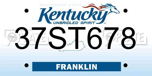 37ST678 Kentucky License Plate