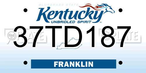 37TD187 Kentucky License Plate