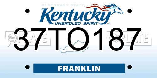 37TO187 Kentucky License Plate