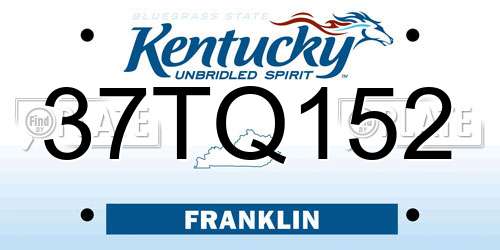 37TQ152 Kentucky License Plate