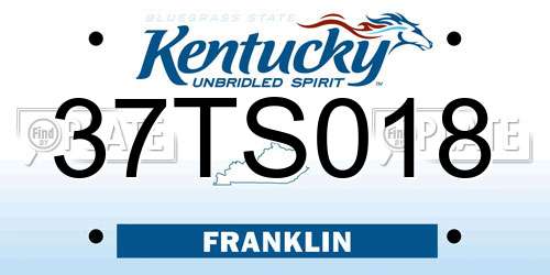 37TS018 Kentucky License Plate