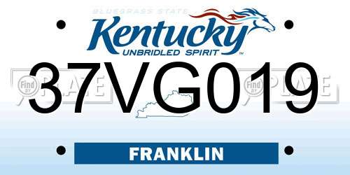 37VG019 Kentucky License Plate