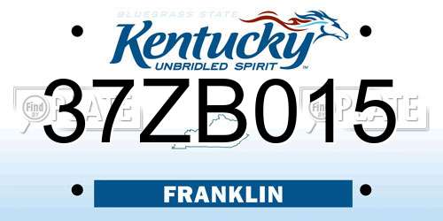 37ZB015 Kentucky License Plate