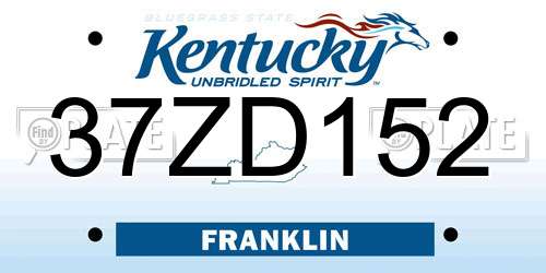 37ZD152 Kentucky License Plate