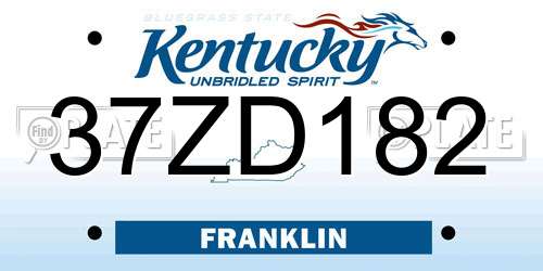 37ZD182 Kentucky License Plate