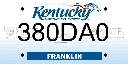 380DA0 Kentucky License Plate