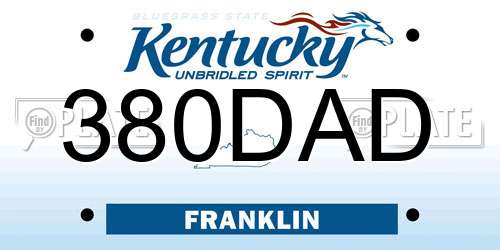380DAD Kentucky License Plate