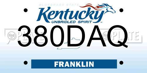 380DAQ Kentucky License Plate