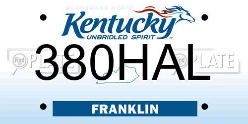 380HAL Kentucky License Plate