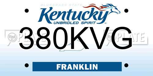 380KVG Kentucky License Plate