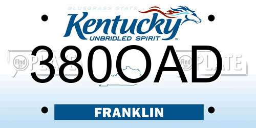 380OAD Kentucky License Plate