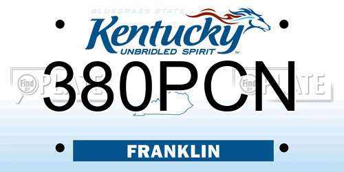 380PCN Kentucky License Plate