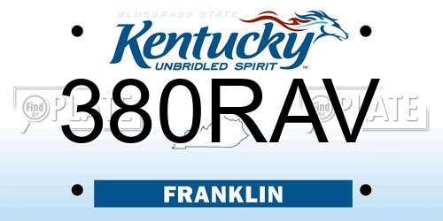 380RAV Kentucky License Plate