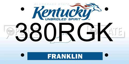 380RGK Kentucky License Plate
