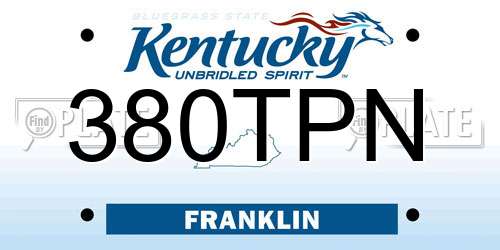 380TPN Kentucky License Plate