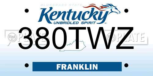 380TWZ Kentucky License Plate