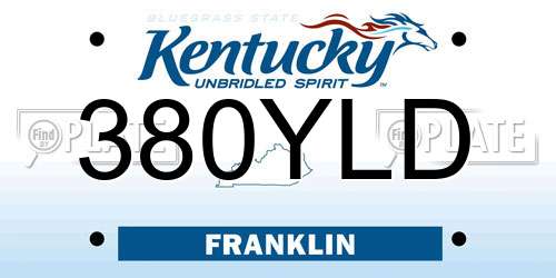 380YLD Kentucky License Plate