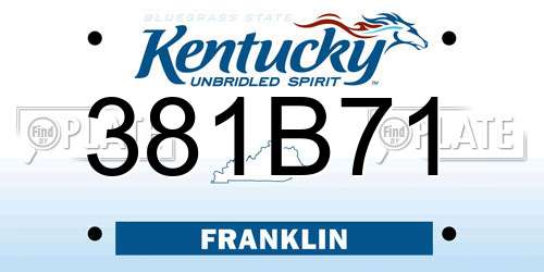 381B71 Kentucky License Plate