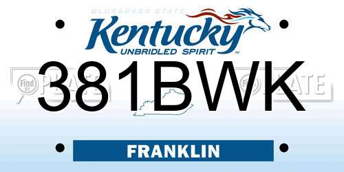 381BWK Kentucky License Plate