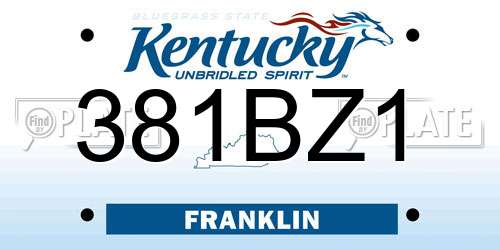 381BZ1 Kentucky License Plate