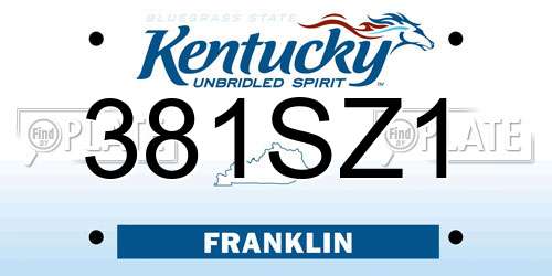 381SZ1 Kentucky License Plate