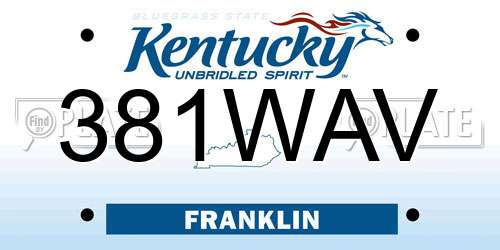 381WAV Kentucky License Plate