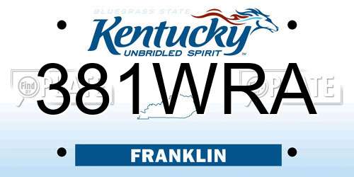 381WRA Kentucky License Plate