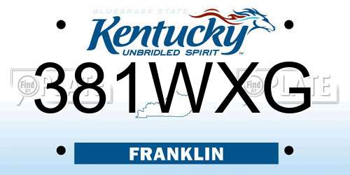 381WXG Kentucky License Plate