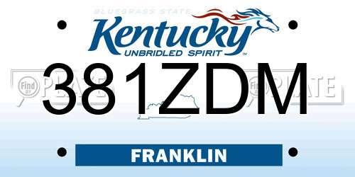 381ZDM Kentucky License Plate