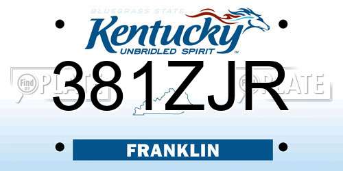 381ZJR Kentucky License Plate