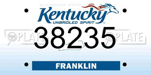 38235 Kentucky License Plate