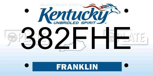 382FHE Kentucky License Plate