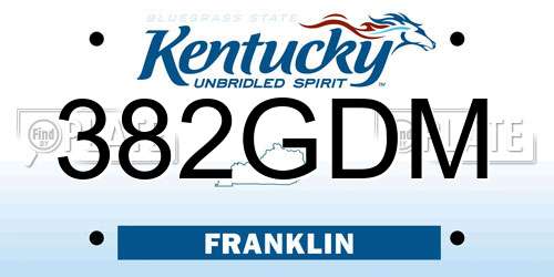 382GDM Kentucky License Plate