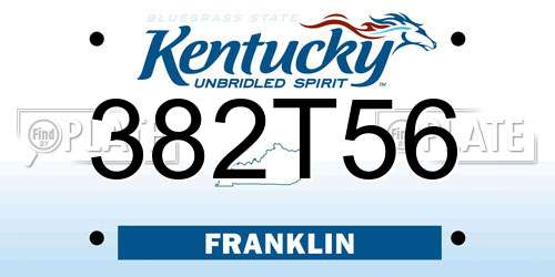 382T56 Kentucky License Plate