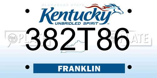 382T86 Kentucky License Plate