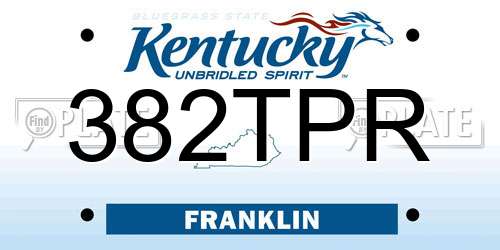 382TPR Kentucky License Plate