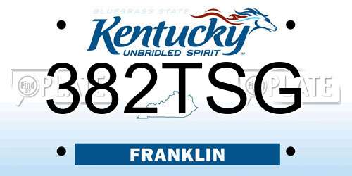 382TSG Kentucky License Plate