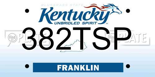 382TSP Kentucky License Plate